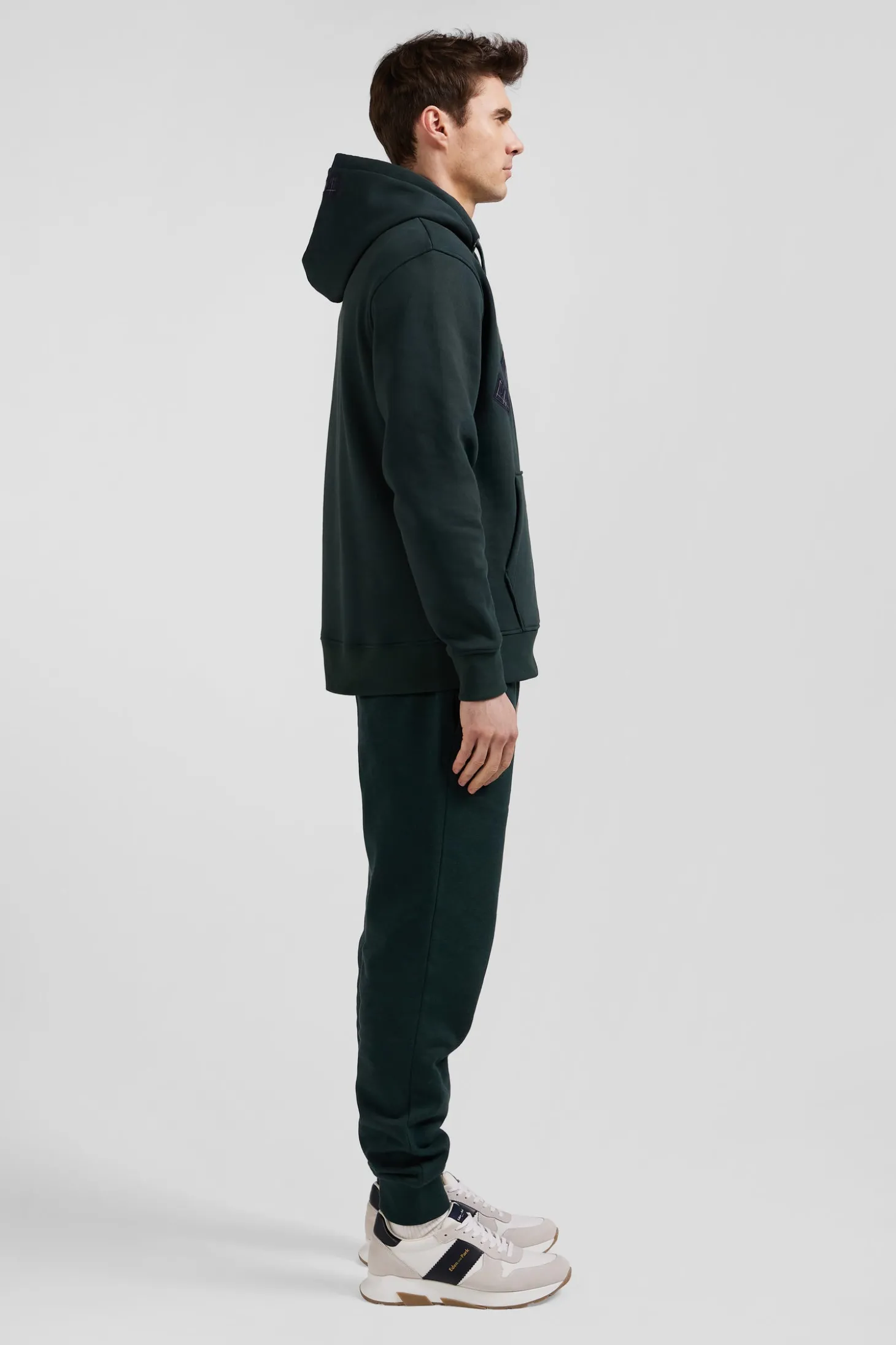 Relaxed green cotton blend hoodie