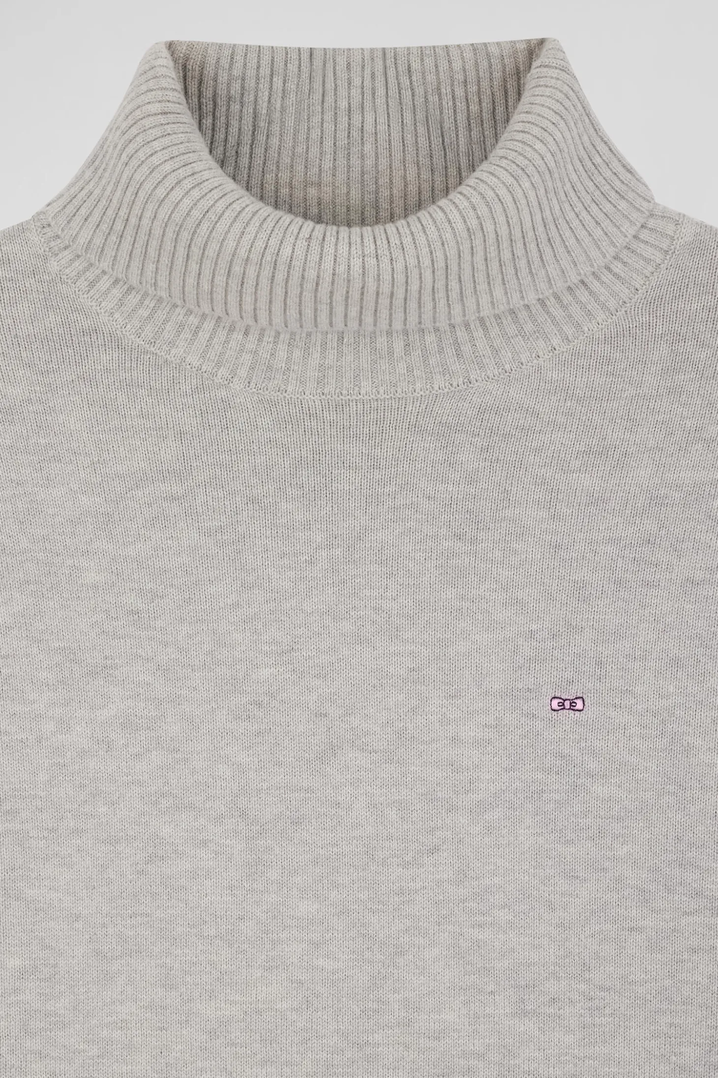 Relaxed light grey wool and cotton turtleneck jumper