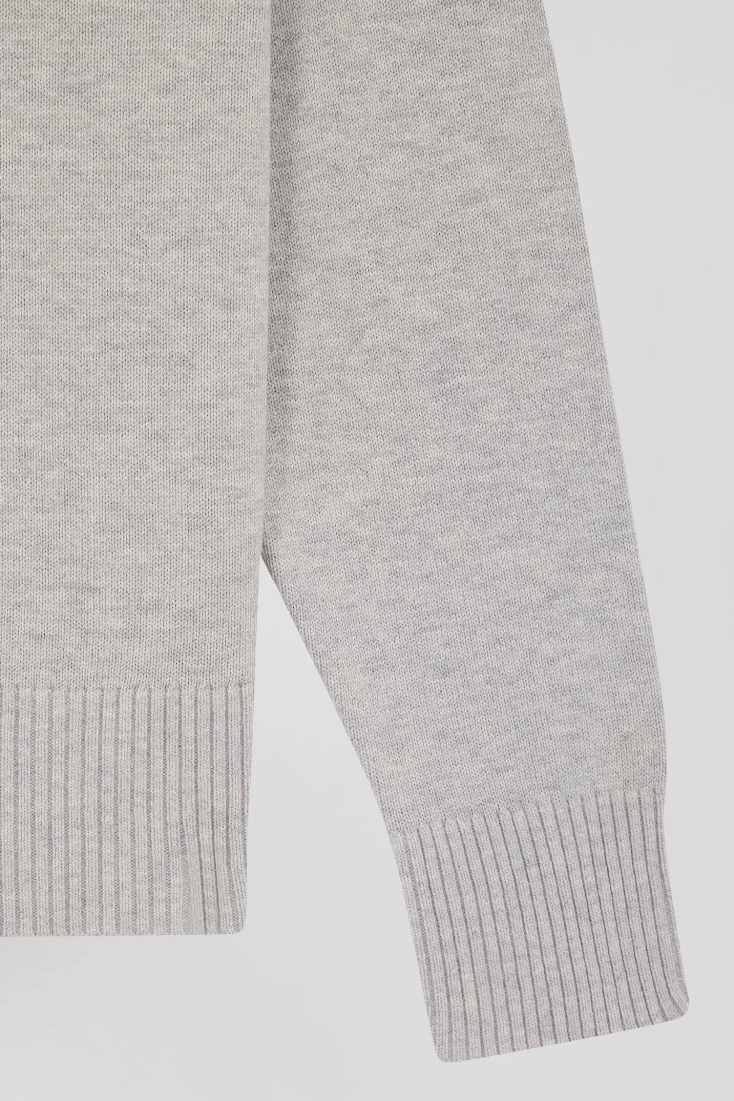 Relaxed light grey wool and cotton turtleneck jumper