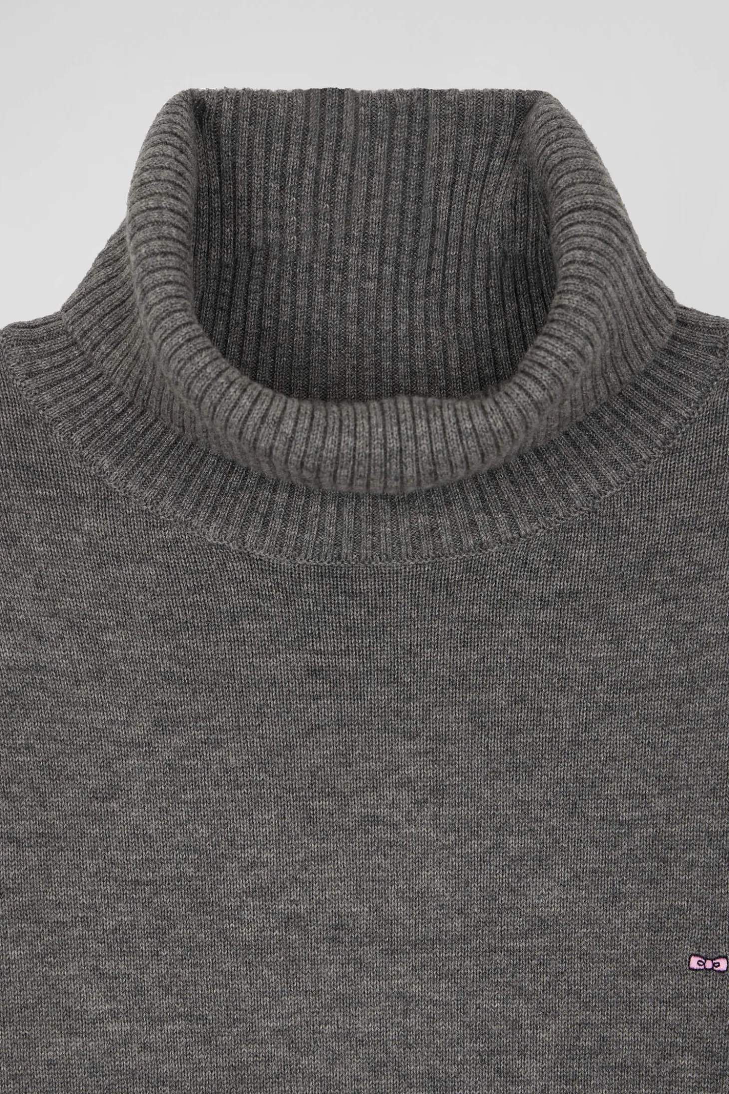 Relaxed mottled grey wool and cotton turtleneck jumper