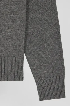 Relaxed mottled grey wool and cotton turtleneck jumper