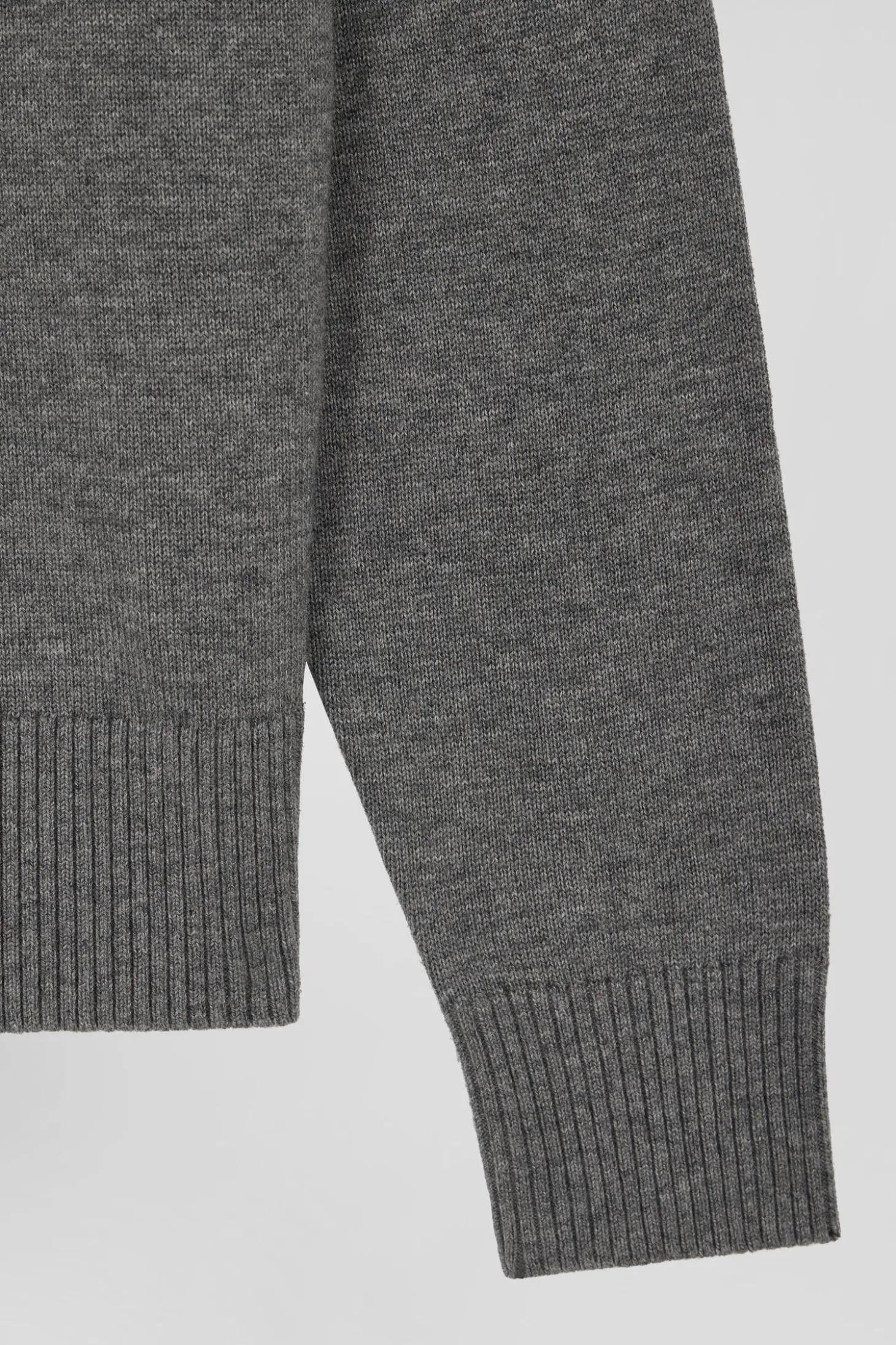 Relaxed mottled grey wool and cotton turtleneck jumper