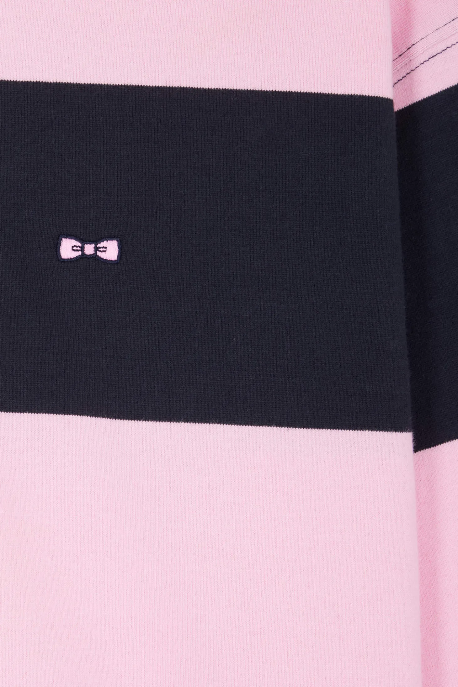 Relaxed navy and pink striped long-sleeved cotton rugby shirt