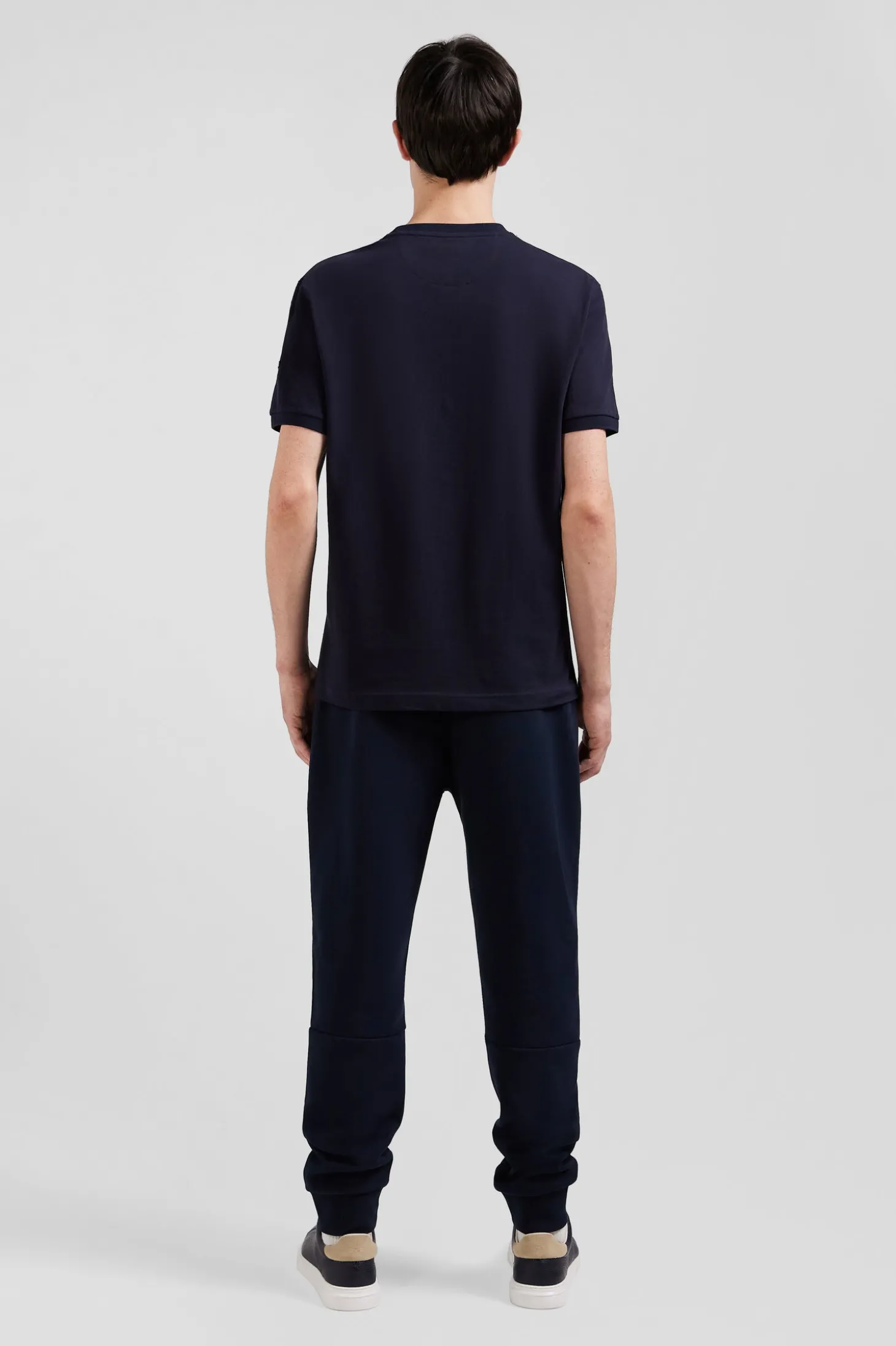 Relaxed navy and sky blue bicolor short-sleeved cotton T-shirt with Eden Park 10 print