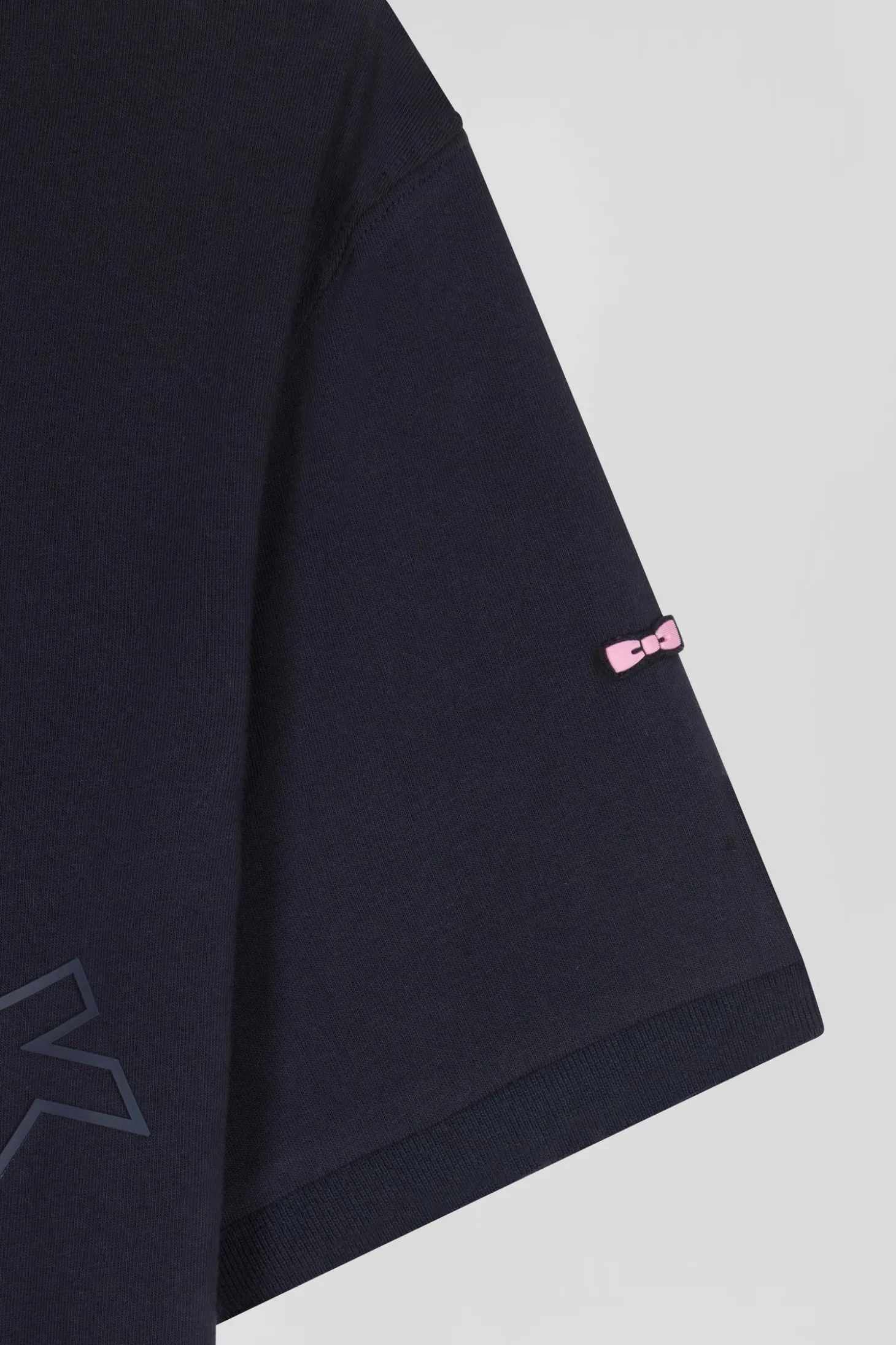 Relaxed navy and sky blue bicolor short-sleeved cotton T-shirt with Eden Park 10 print