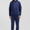 Relaxed navy blue cotton hoodie