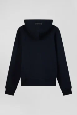Relaxed navy blue cotton blend hoodie