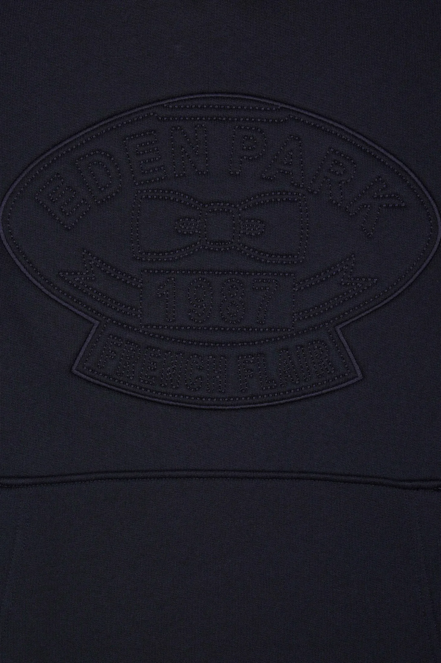 Relaxed navy blue cotton blend hoodie with padded embroidery