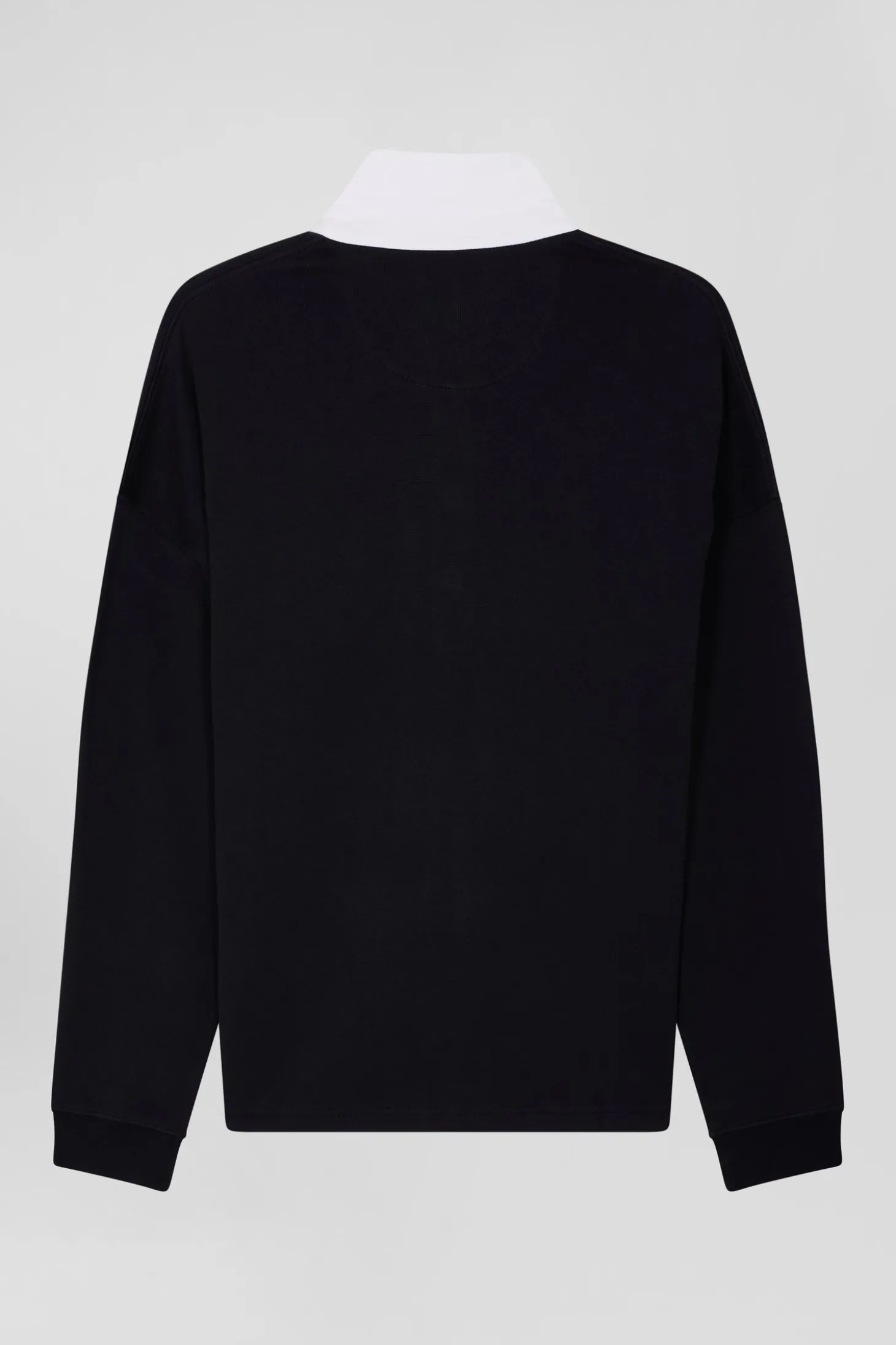 Relaxed navy blue long-sleeved cotton rugby shirt