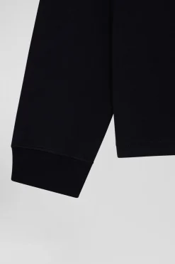 Relaxed navy blue long-sleeved cotton rugby shirt