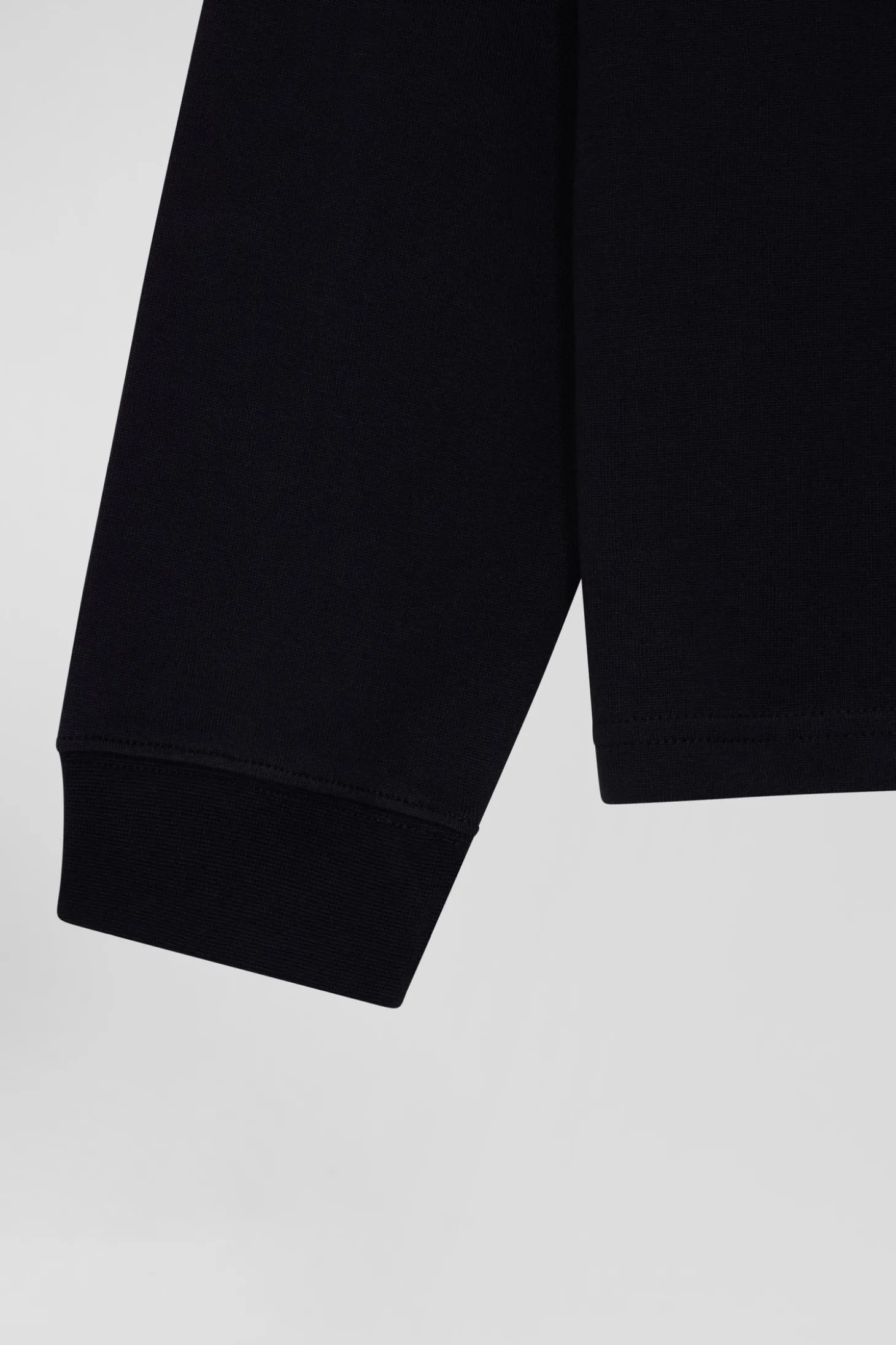 Relaxed navy blue long-sleeved cotton rugby shirt