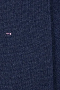 Relaxed navy wool and cotton crew neck jumper