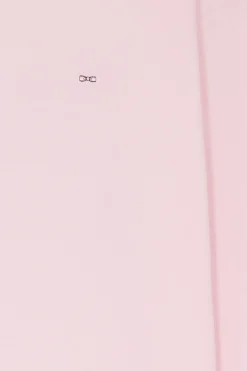 Relaxed pink long-sleeved round neck cotton T-shirt