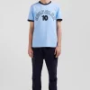Relaxed sky blue bicolor short-sleeved cotton T-shirt with Eden Park 10 print