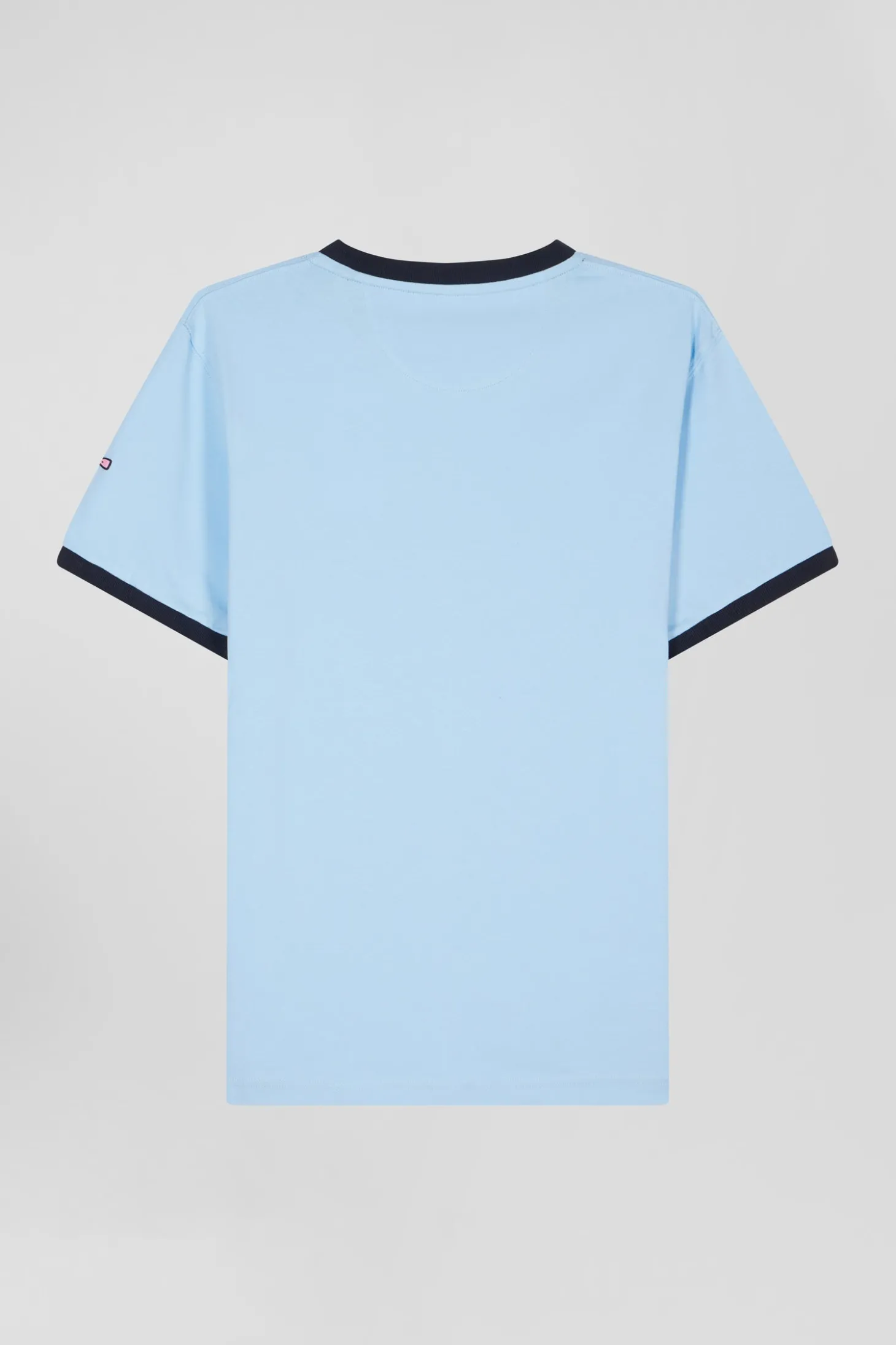 Relaxed sky blue bicolor short-sleeved cotton T-shirt with Eden Park 10 print