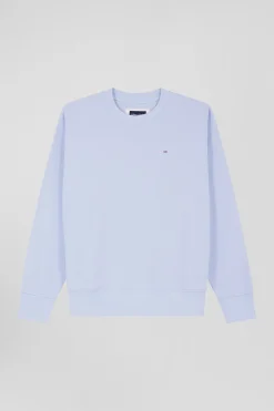 Relaxed sky blue brushed cotton fleece sweatshirt