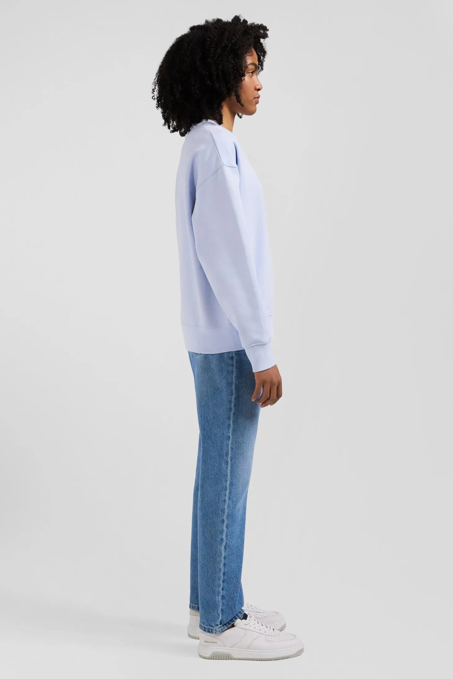 Relaxed sky blue brushed cotton fleece sweatshirt
