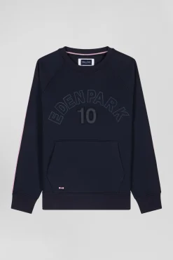 Relaxed sky blue mixed cotton sweatshirt with padded embroidery