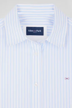 Relaxed sky blue striped cotton shirt