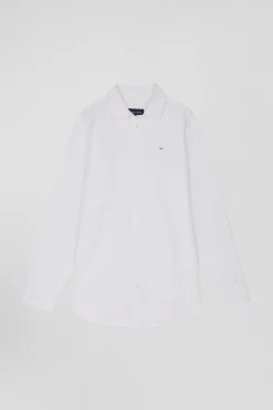 Relaxed white cotton poplin shirt