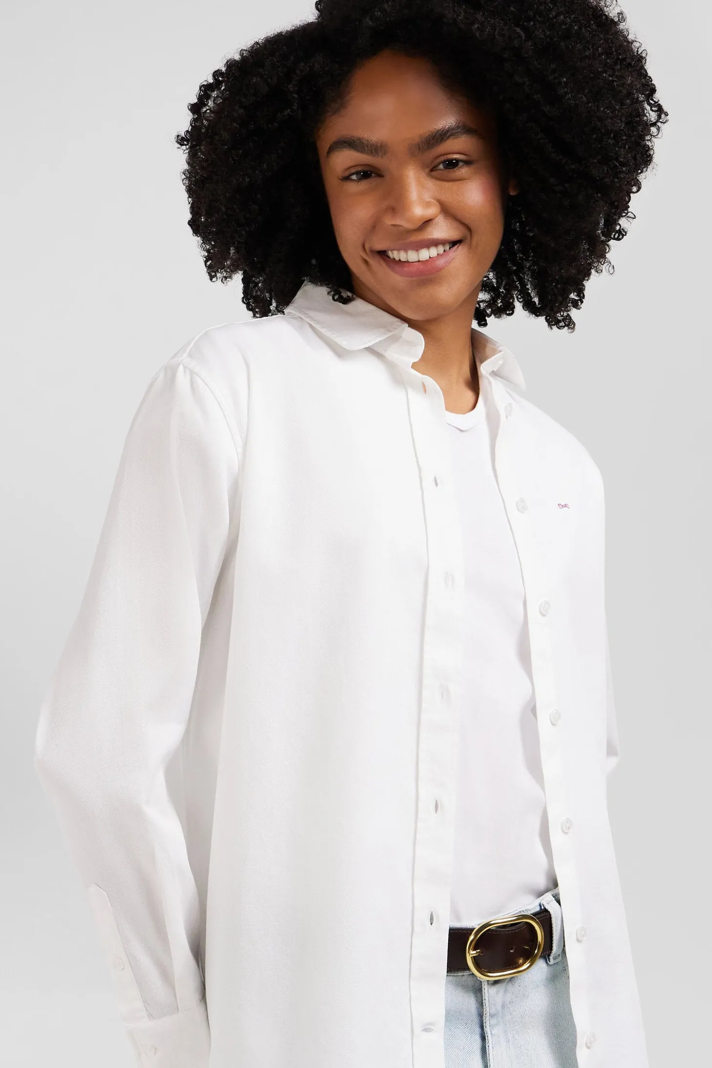 Relaxed white cotton poplin shirt