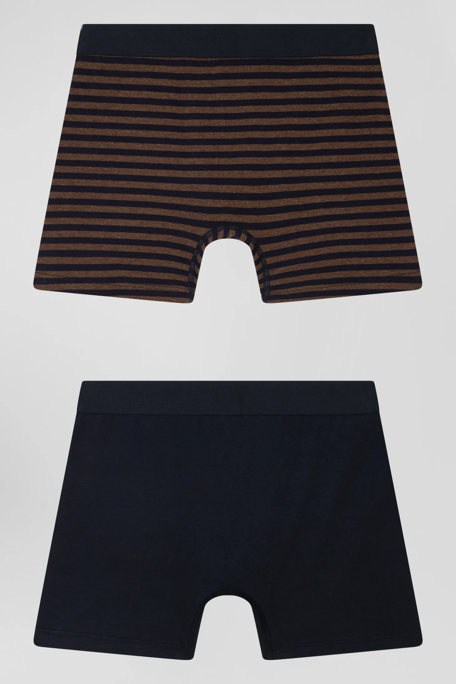Set of 2 brown and striped stretch cotton boxers