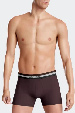 Set of 2 burgundy stretch cotton boxers with tricolor waistband
