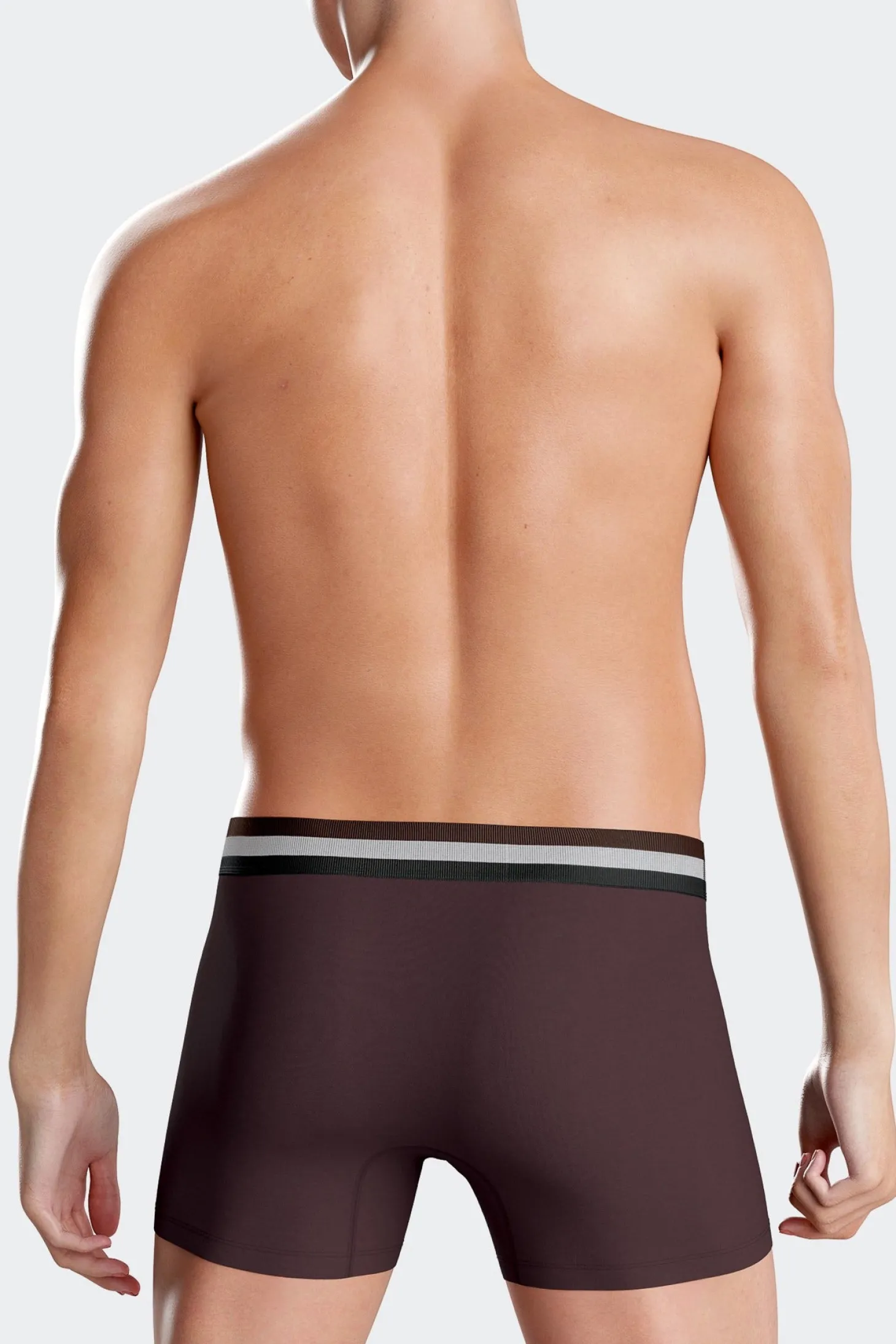 Set of 2 burgundy stretch cotton boxers with tricolor waistband