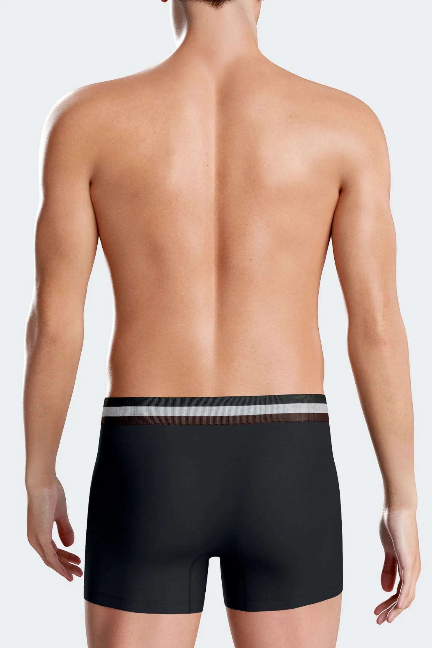 Set of 2 burgundy stretch cotton boxers with tricolor waistband