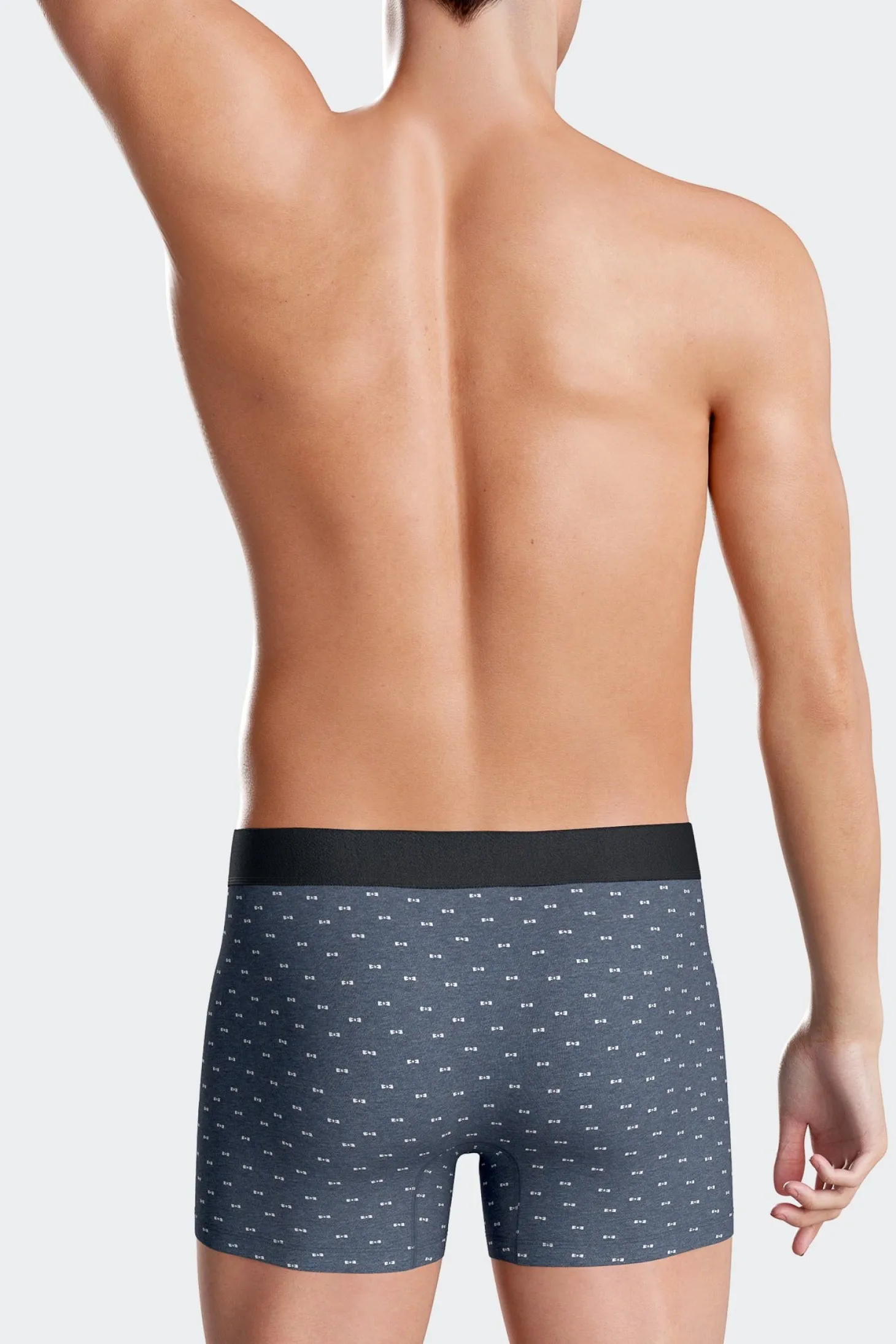 Set of 2 dark blue solid and micro pattern stretch cotton boxers