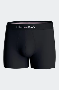 Set of 2 dark blue stretch cotton boxers with graphic micro patterns