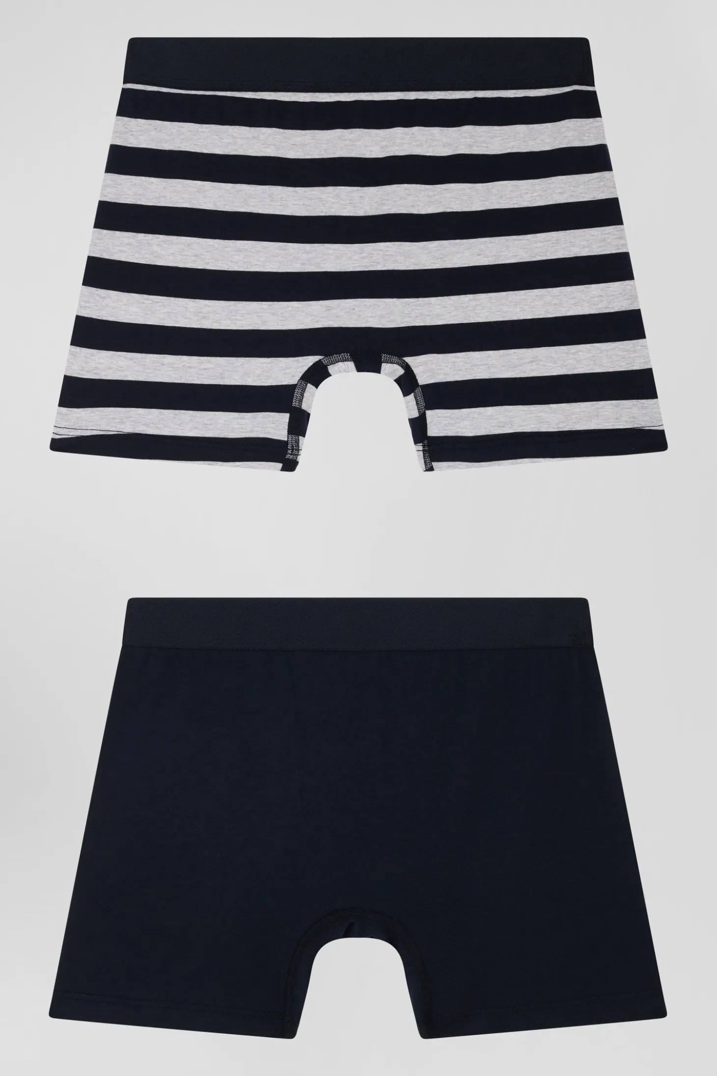 Set of 2 grey striped and solid stretch cotton boxers