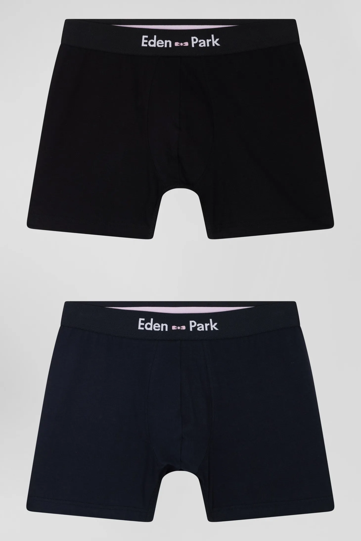 Set of 2 navy blue and black stretch cotton boxers
