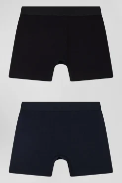 Set of 2 navy blue and black stretch cotton boxers