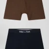 Set of 2 navy blue and brown stretch cotton boxers
