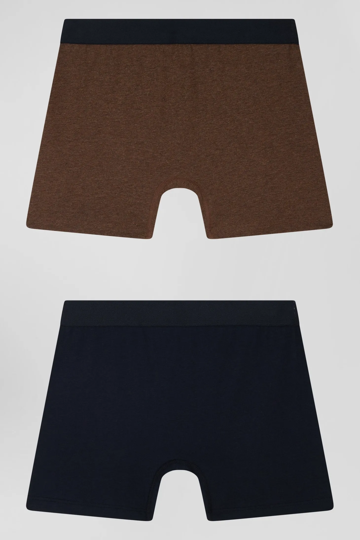 Set of 2 navy blue and brown stretch cotton boxers