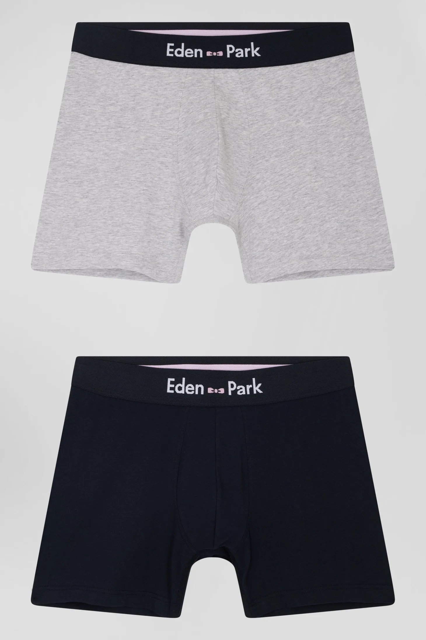 Set of 2 navy blue and grey stretch cotton boxers