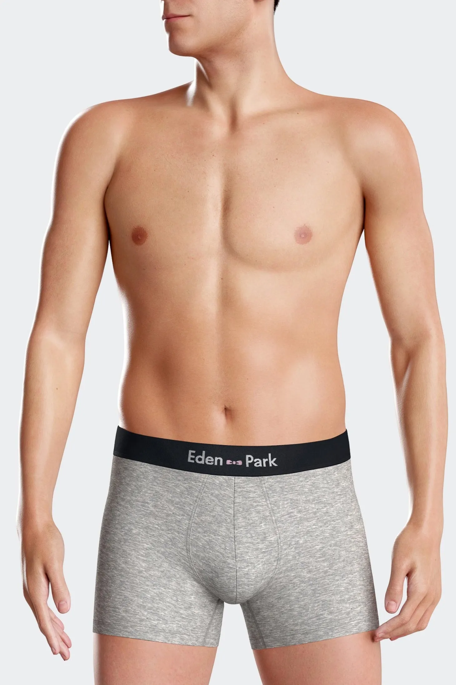 Set of 2 navy blue and grey stretch cotton boxers
