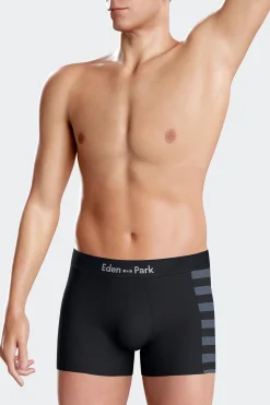 Set of 2 navy blue stretch cotton boxers with blue stripes