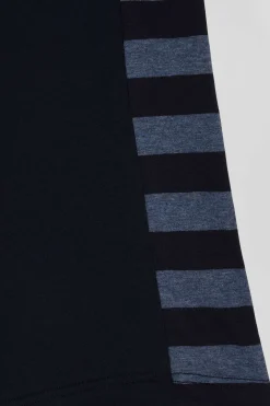 Set of 2 navy blue stretch cotton boxers with blue stripes