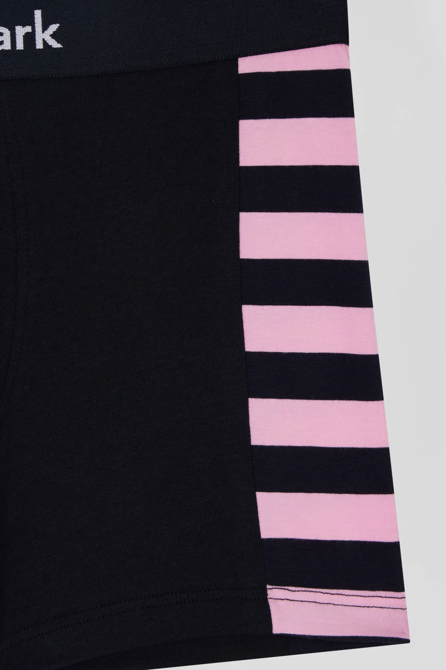 Set of 2 navy blue stretch cotton boxers with pink stripes