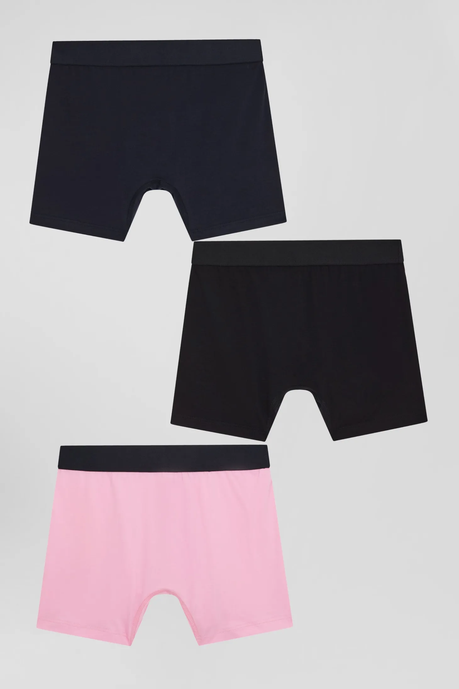 Set of 3 pink solid stretch cotton boxers