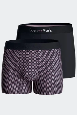 Set of 2 pink stretch cotton boxers with graphic micro patterns
