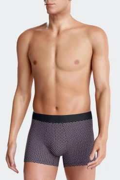 Set of 2 pink stretch cotton boxers with graphic micro patterns