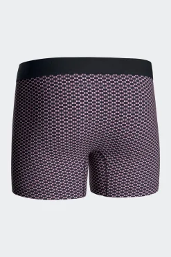 Set of 2 pink stretch cotton boxers with graphic micro patterns