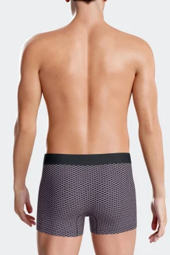Set of 2 pink stretch cotton boxers with graphic micro patterns