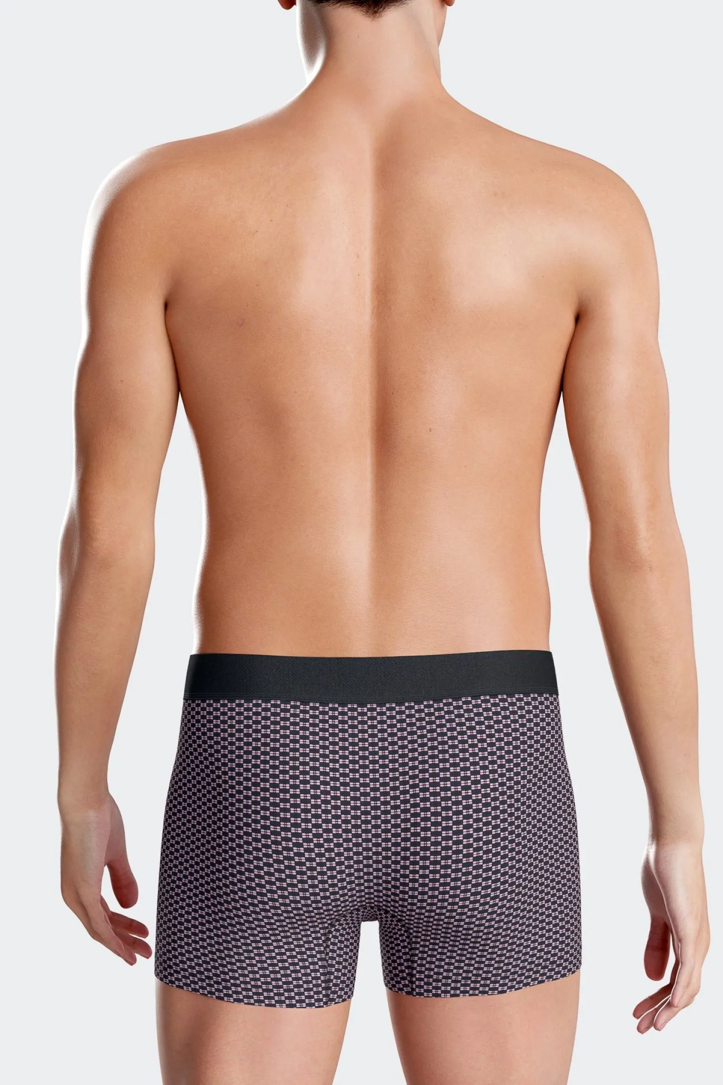 Set of 2 pink stretch cotton boxers with graphic micro patterns