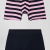 Set of 2 pink striped and solid stretch cotton boxers