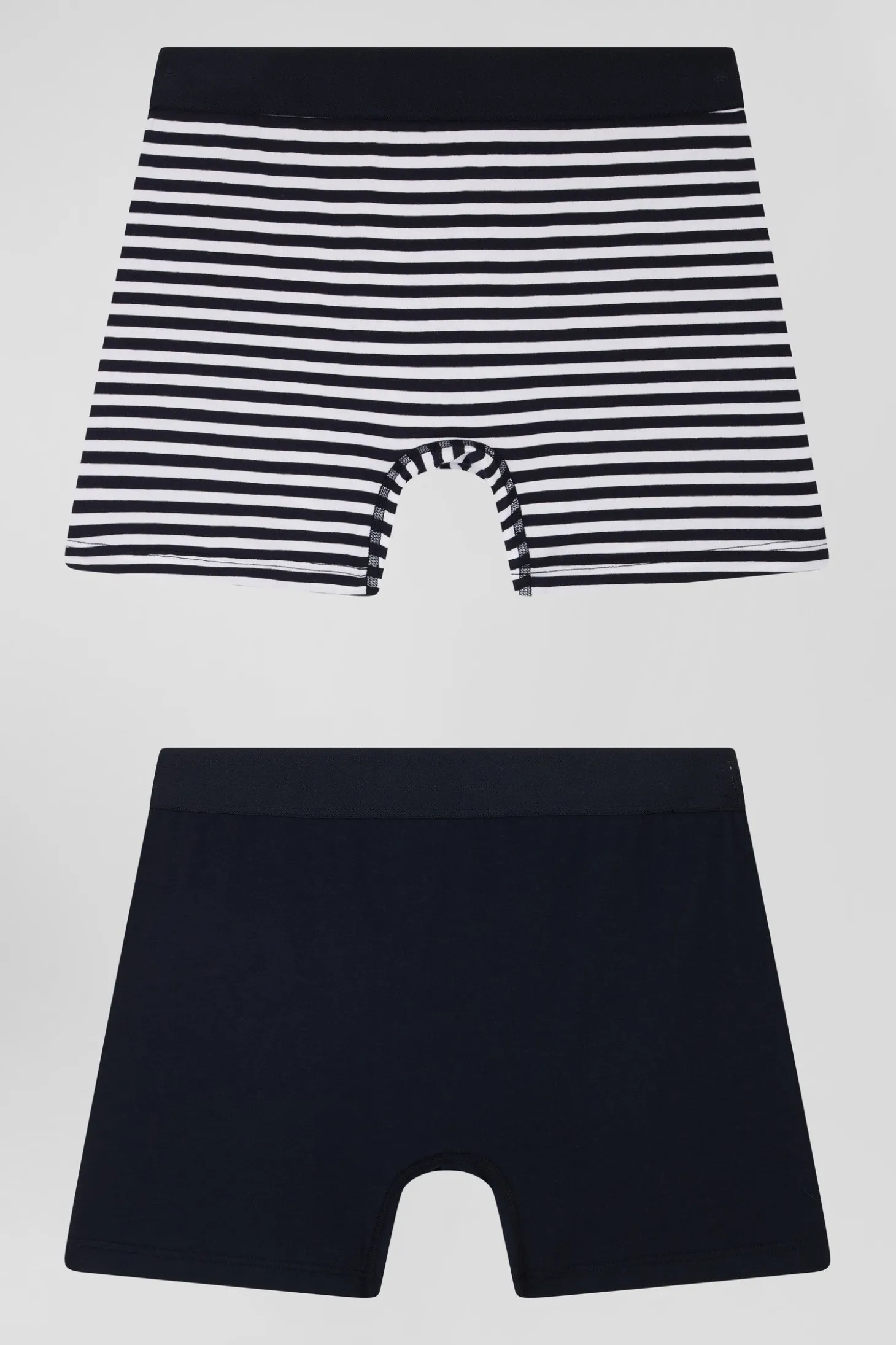 Set of 2 white and striped stretch cotton boxers
