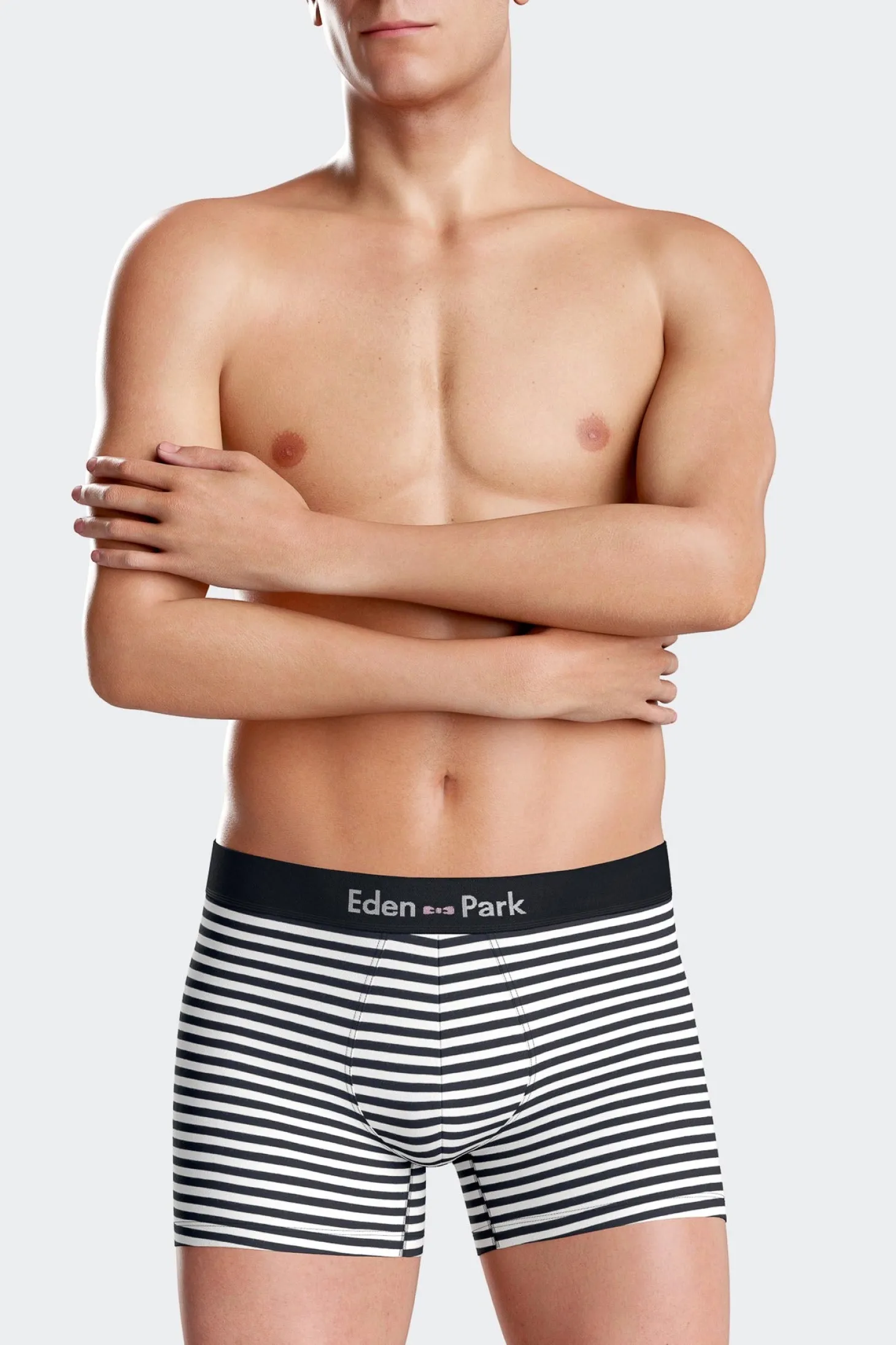 Set of 2 white and striped stretch cotton boxers